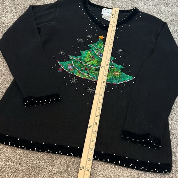 The Quacker Factory Sweater Woman’s‎ M Med Christmas Sequined Velour V-neck Cozy - Picture 8 of 16